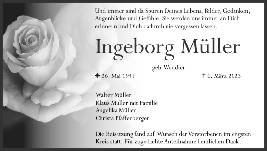 Anzeige von Ingeborg Müller von MGO