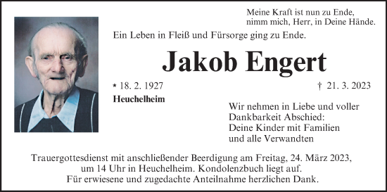 Anzeige von Jakob Engert von MGO