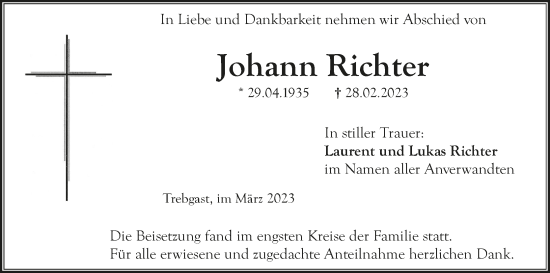 Anzeige von Johann Richter von MGO