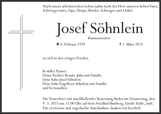 Anzeige von Josef Söhnlein von MGO