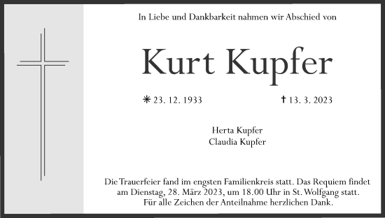 Anzeige von Kurt Kupfer von MGO