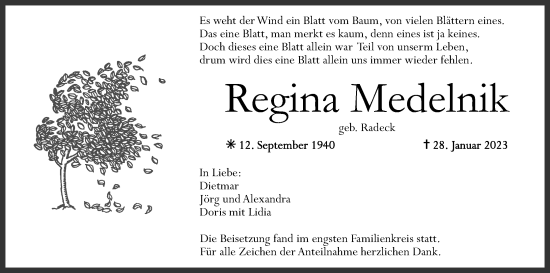 Anzeige von Regina Medelnik von MGO