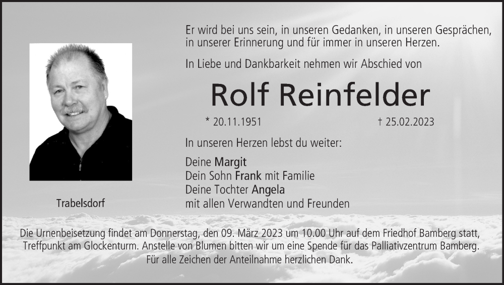  Traueranzeige für Rolf Reinfelder vom 04.03.2023 aus MGO