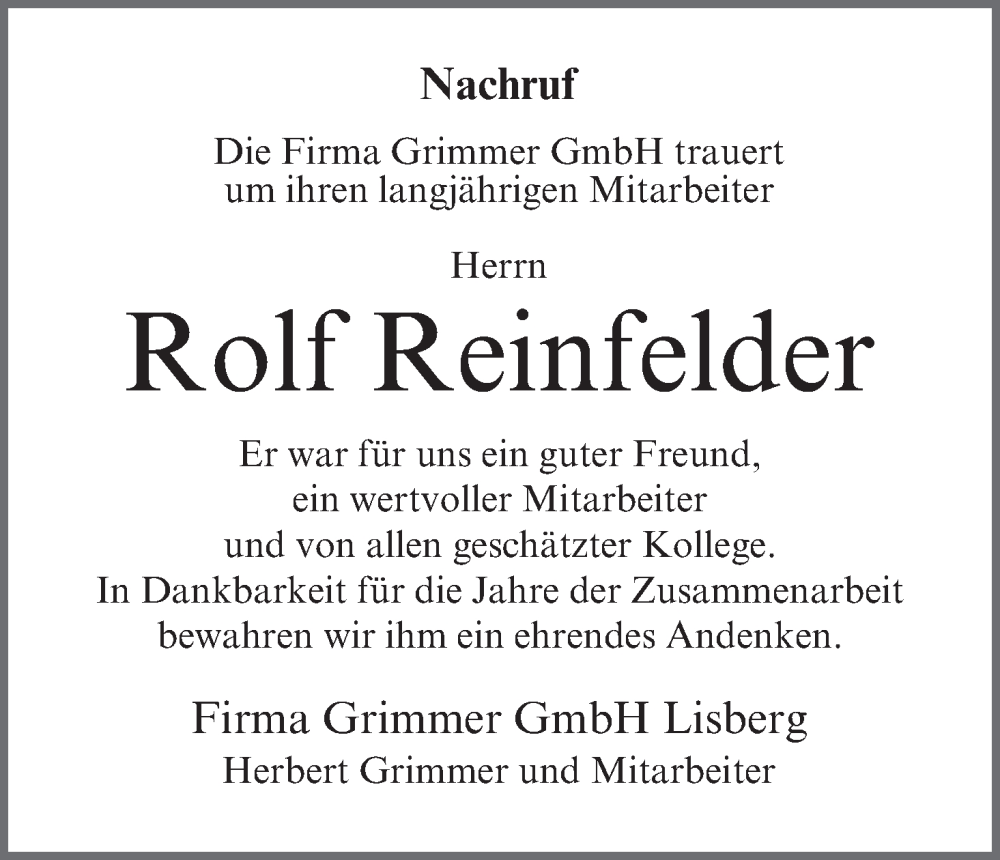  Traueranzeige für Rolf Reinfelder vom 09.03.2023 aus MGO