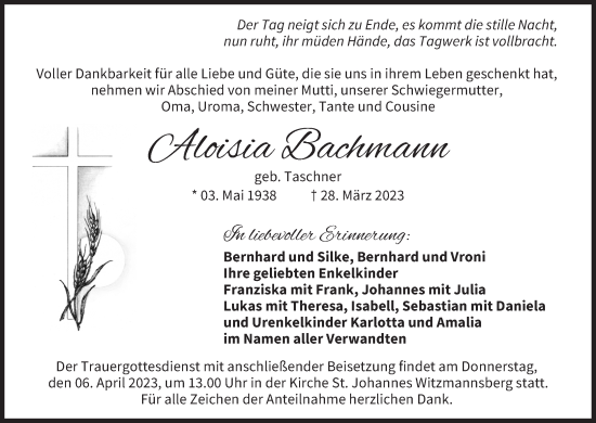 Anzeige von Aloisia Bachmann von MGO