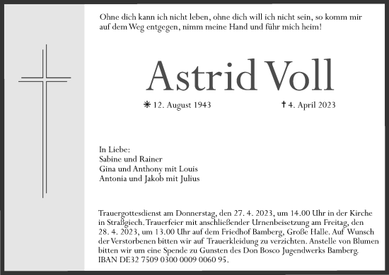 Anzeige von Astrid Voll von MGO