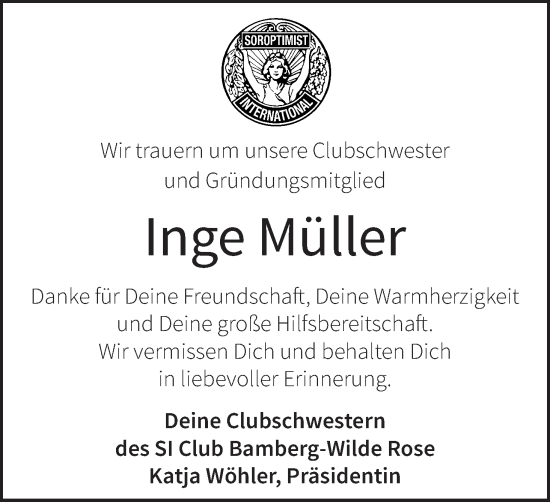 Anzeige von Inge Müller von MGO