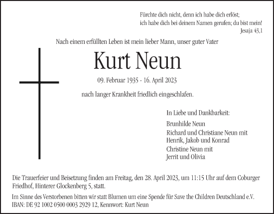Anzeige von Kurt Neun von MGO