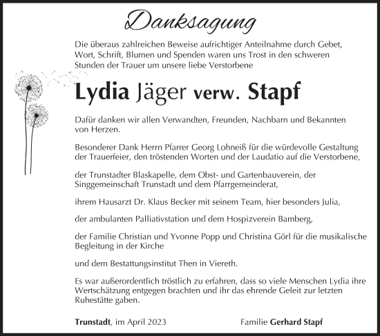 Anzeige von Lydia Jäger von MGO