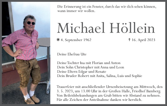 Anzeige von Michael Höllein von MGO