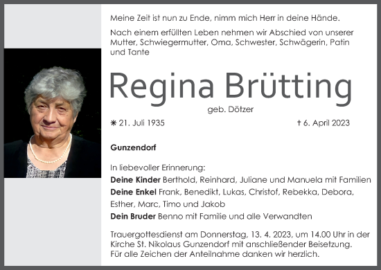 Anzeige von Regina Brütting von MGO