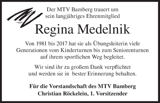 Anzeige von Regina Medelnik von MGO