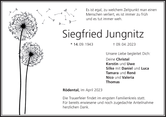 Anzeige von Siegfried Jungnitz von MGO