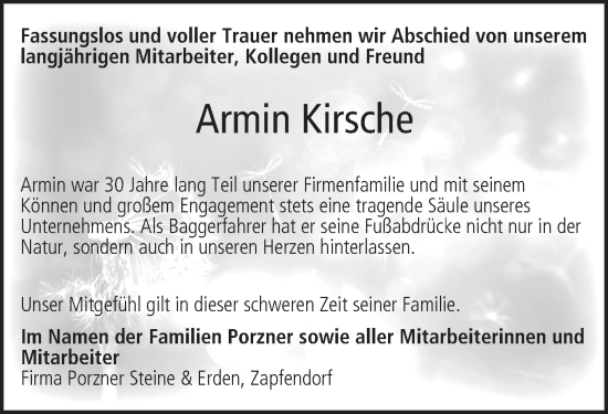 Anzeige von Armin Kirsche von MGO