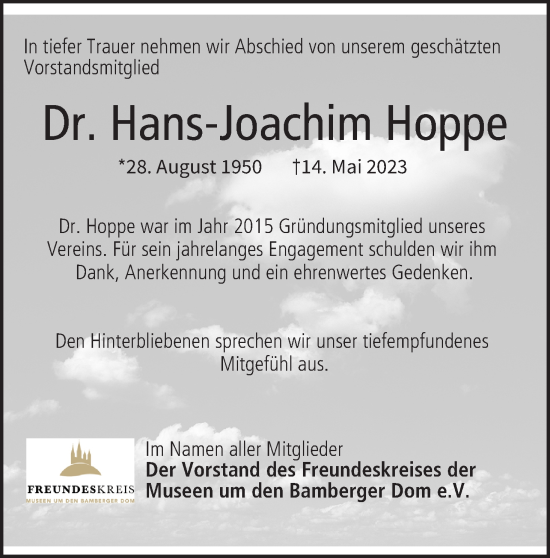 Anzeige von Hans-Joachim Hoppe von MGO