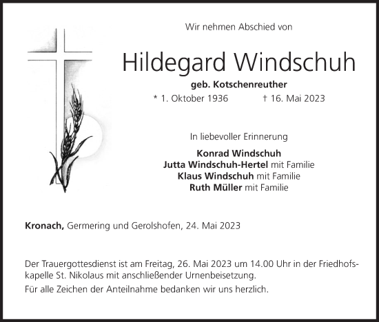 Anzeige von Hildegard Windschuh von MGO