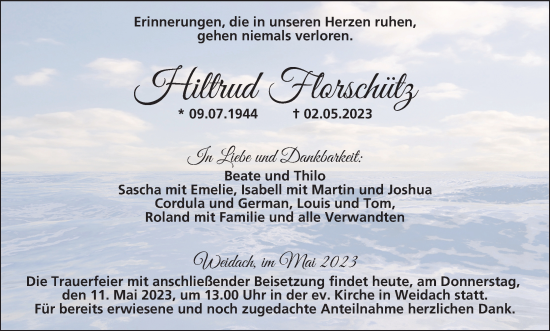 Anzeige von Hiltrud Florschütz von MGO