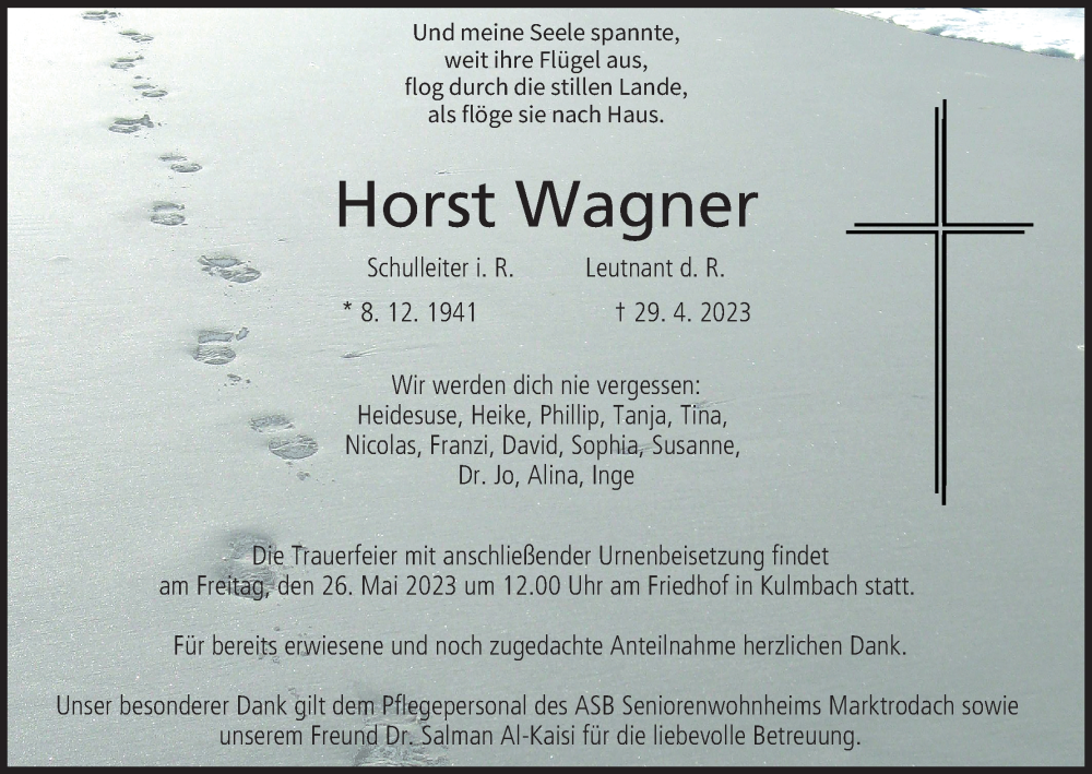  Traueranzeige für Horst Wagner vom 20.05.2023 aus MGO