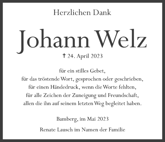 Anzeige von Johann Welz von MGO