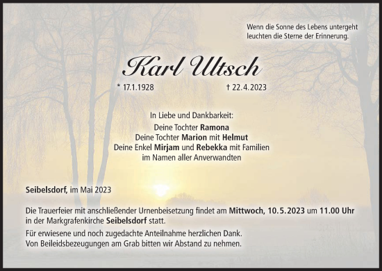 Anzeige von Karl Ultsch von MGO