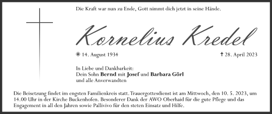 Anzeige von Kornelius Kredel von MGO