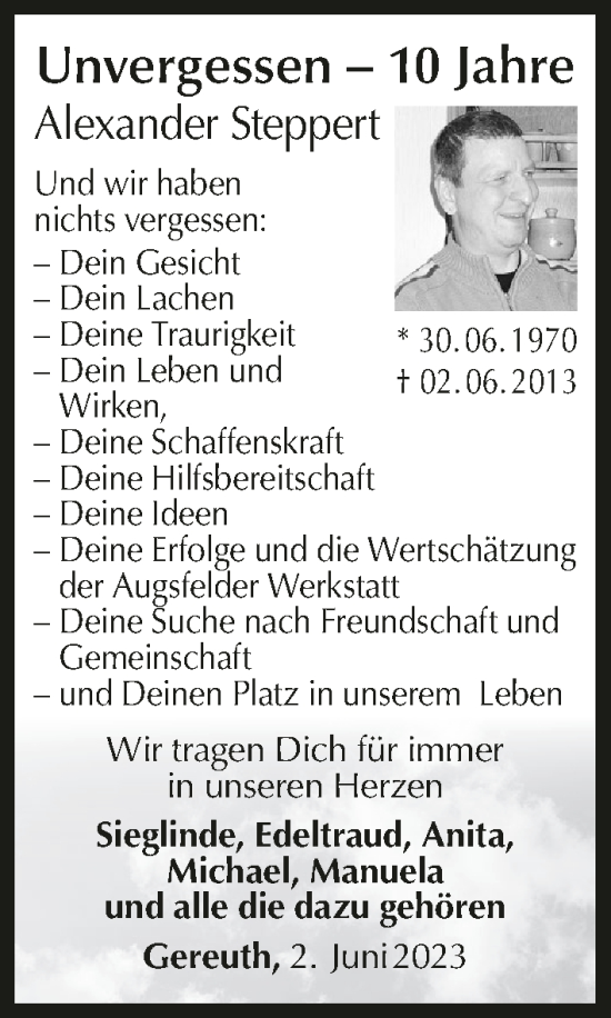 Anzeige von Alexander Steppert von MGO