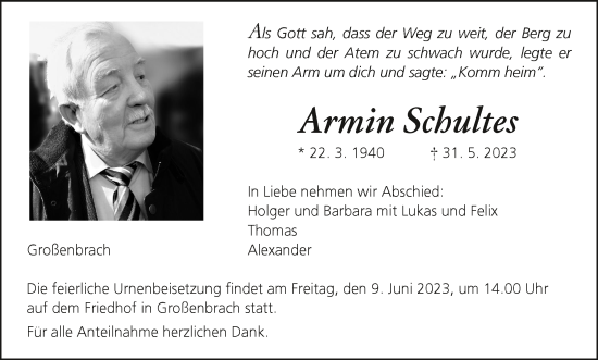 Anzeige von Armin Schultes von MGO