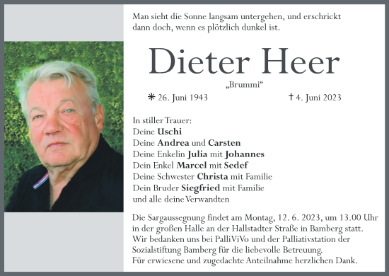 Anzeige von Dieter Heer von MGO