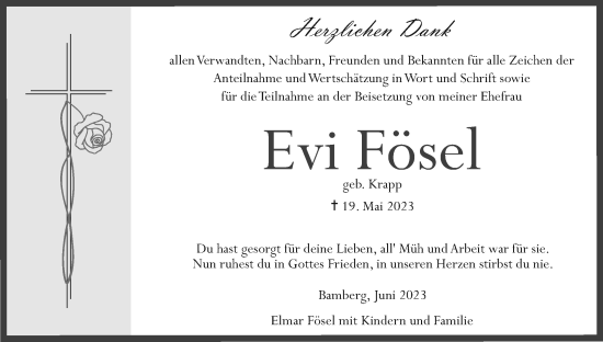 Anzeige von Evi Fösel von MGO