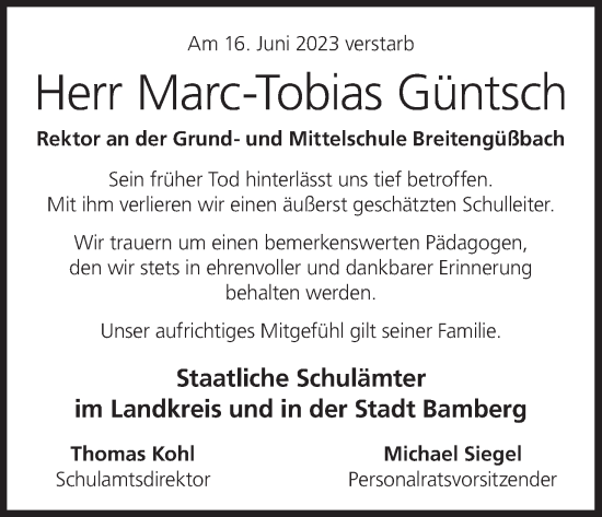 Anzeige von Marc-Tobias Güntsch von MGO