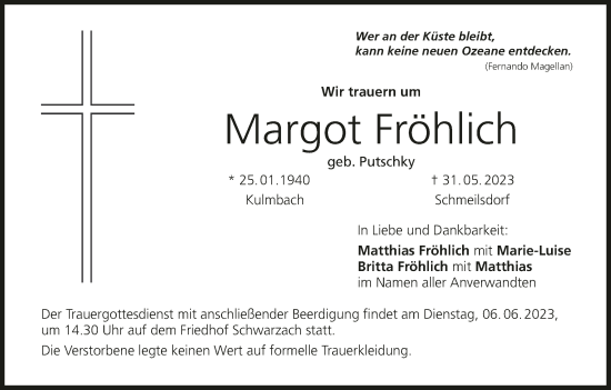 Anzeige von Margot Fröhlich von MGO