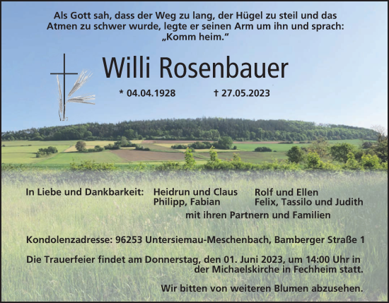 Anzeige von Willi Rosenbauer von MGO