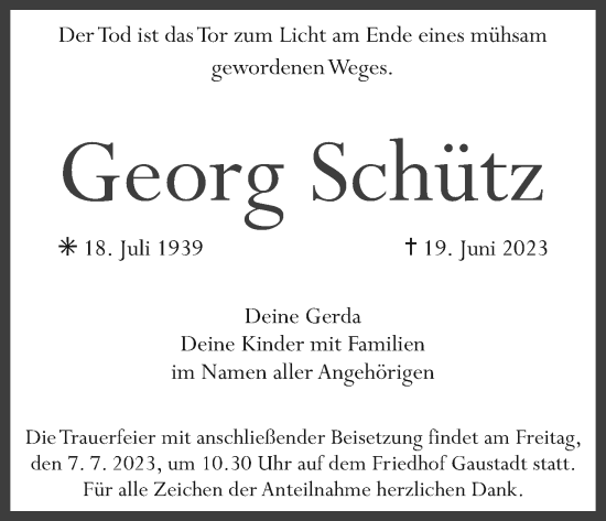 Anzeige von Georg Schütz von MGO