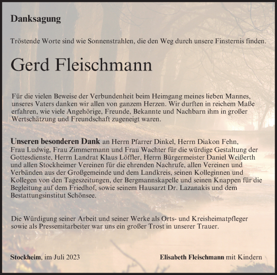 Anzeige von Gerd Fleischmann von MGO