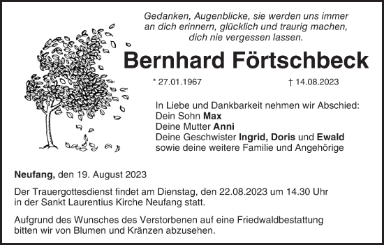Anzeige von Bernhard Förtschbeck von MGO