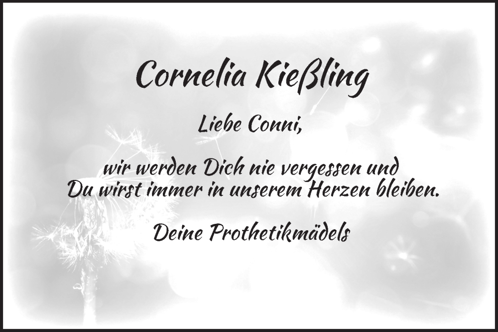  Traueranzeige für Cornelia Kießling vom 04.08.2023 aus MGO