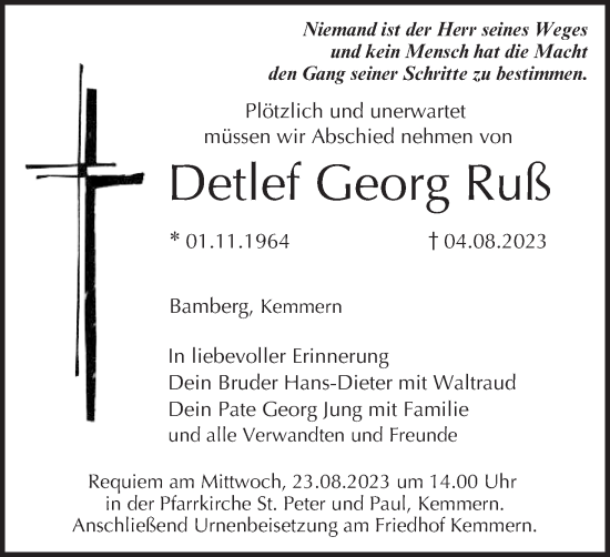 Anzeige von Detlef Georg Ruß von MGO