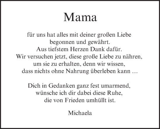 Traueranzeige von Mama 