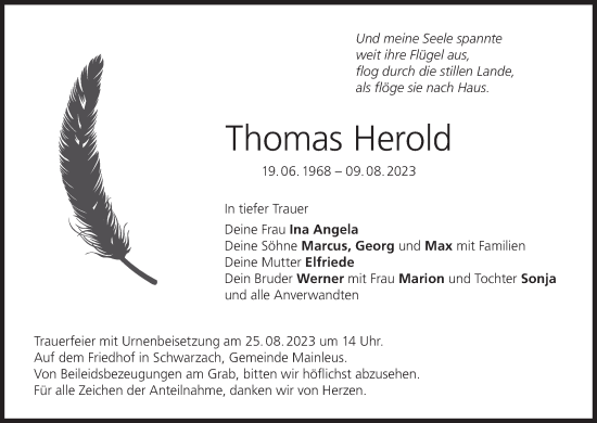 Thomas Herold | Traueranzeige | Trauer.inFranken.de