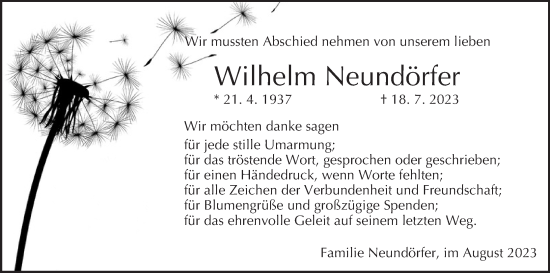 Anzeige von Wilhelm Neundörfer von MGO