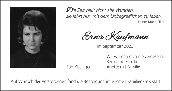 Anzeige von Erna Kaufmann von MGO