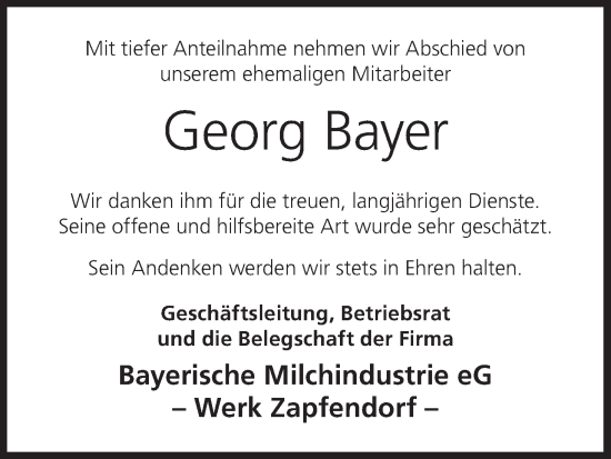 Anzeige von Georg Bayer von MGO