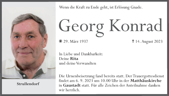 Anzeige von Georg Konrad von MGO