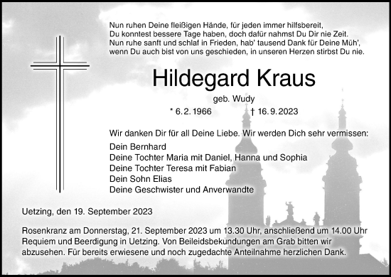 Anzeige von Hildegard Kraus von MGO