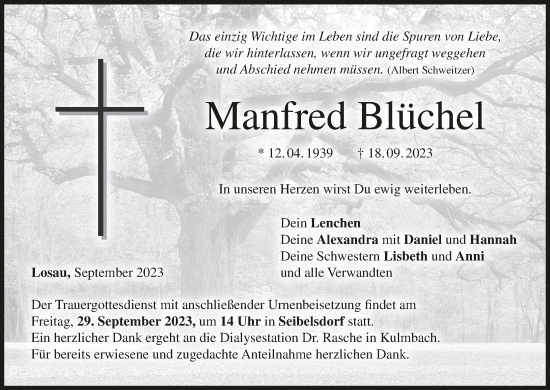 Anzeige von Manfred Blüchel von MGO
