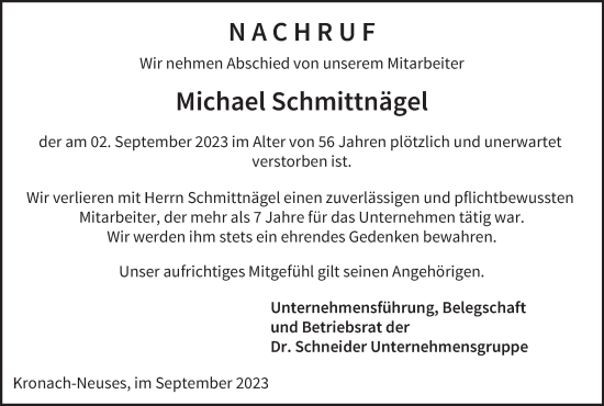 Anzeige von Michael Schmittnägel von MGO