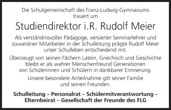 Anzeige von Rudolf Meier von MGO
