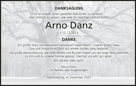 Anzeige von Arno Danz von MGO