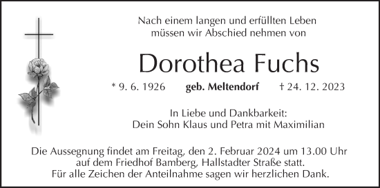 Traueranzeige von Dorothea Fuchs