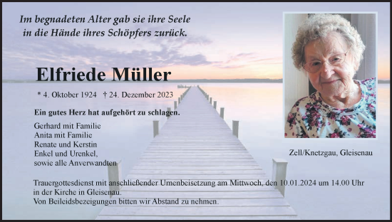 Anzeige von Elfriede Müller von MGO